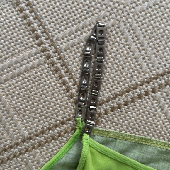 Custo green dress, metallic straps, linen back, size L, VTG, Y2K - Picture 4 of 6